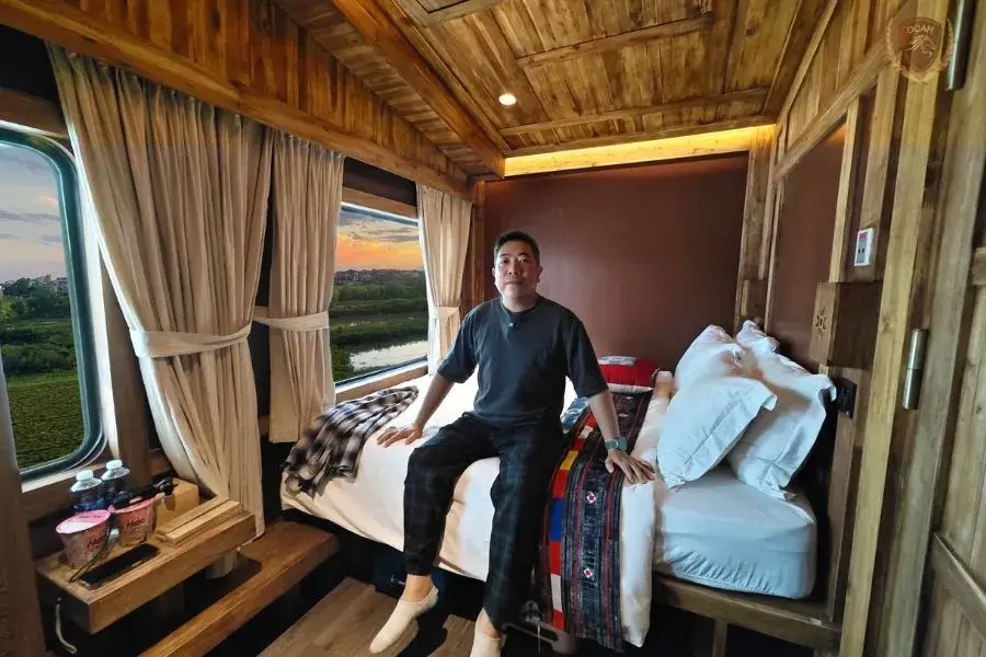 The Grand Suite Queen room in the Tonkin Heritage carriage of the Chapa Express for $32-$72 per night
