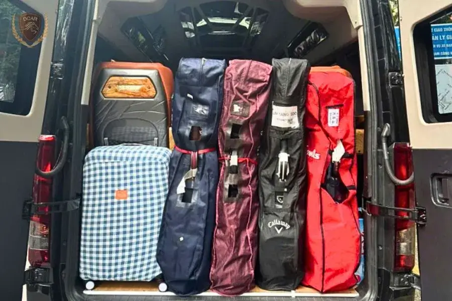 Spacious luggage room in a 9-seater limousine