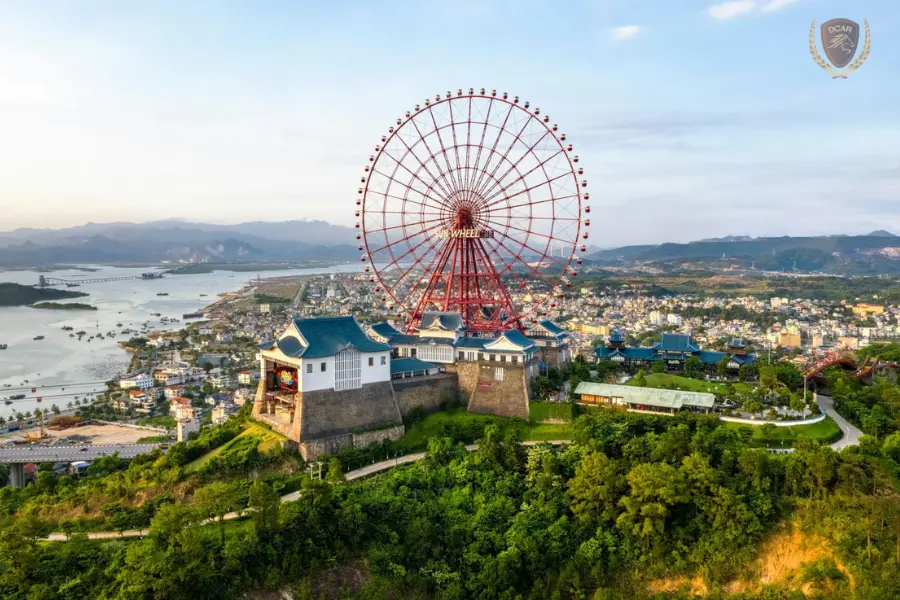 Sun World Halong nearby, whose giant wheel is visible from the port
