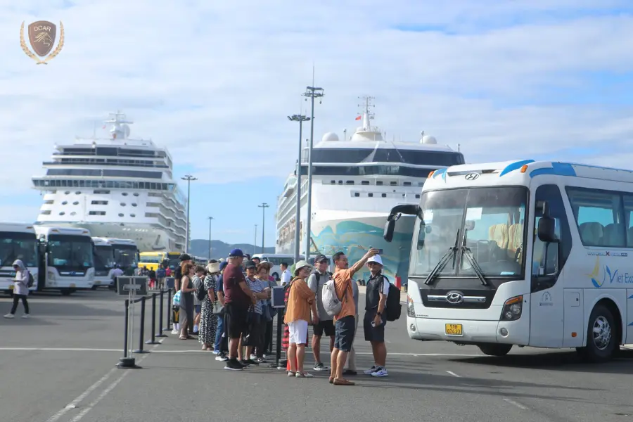 Tourists getting picked up inside Cam Ranh Port